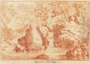 Landscape With River And Rocks. by Felix Meyer