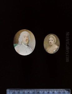 An Unfinished Portrait Of A Gentleman, Seated On A Green Upholstered Chair, Wearing Blue-grey Coat And Powdered Wig. by Jeremiah Meyer