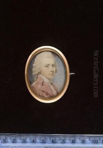 A Gentleman, Wearing Mauve-coloured Coat, Frilled White Cravat And Powdered Wig Worn En Queue. - view 1