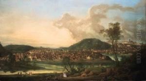View Of Prague From The East by Johann Christian Vollerdt or Vollaert