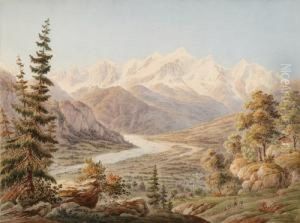 Sudliches Flusstal Mit Gebirgspanorama