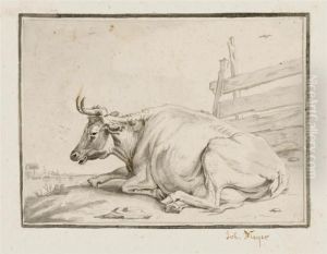 Reclining Cow. by Johann Jakob Meyer