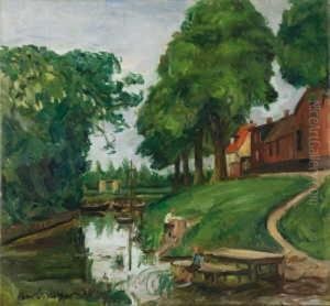 Norddeutsche Landschaft Mit Kanal by Korl Meyer