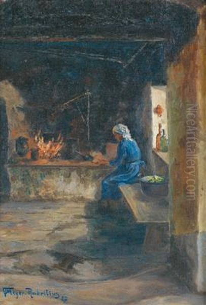 Ausbildung An Der Wiener Akademie Sowie An Der Landeskunst Schulegraz Unter Alfred Zoff) "almbauerin" - view 1