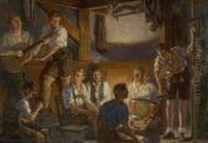 Abendliche Unterhaltung Auf Der Hutte by Kunz Meyer-Waldeck
