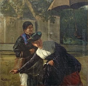 Alte Und Junge Frau Vor Einer Kirche by Ferdinand Meyer-Wismar