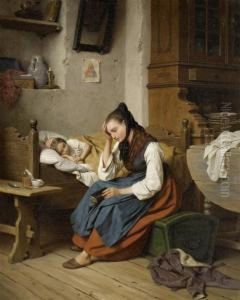 Maternal Care by Friedrich Edouard Meyerheim