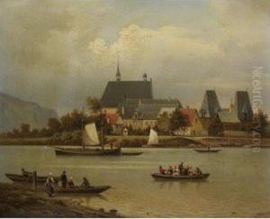 Die Insel Niederwerth Bei Koblenz (the Island Of Niederwerth On The Rhine, Near Koblenz) by Hermann Meyerheim