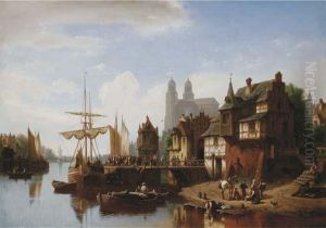 A Busy Quay In A German Town
