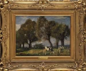 Vaches Sous Les Arbres by Paul Friedrich Meyerheim