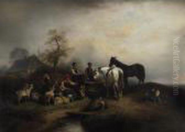 Family Gathering In A Pastoral Landscape - view 1