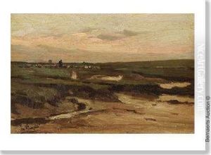Bergere Aux Moutons Dans Les Dunes. by Isidore Meyers