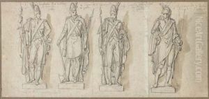 Deux Feuilles Detudes Pour Les Statues De Larc De