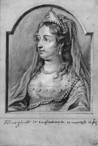 Portrait Of Marguerite Of Constantinople, Countess Of Flanders,bust-length, Turned To The Left by Johannes Meyssens