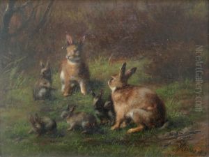 Hares With Leverets by Jeanne Micas