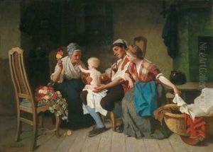 Familienidyll In Der Stube by Max Michael