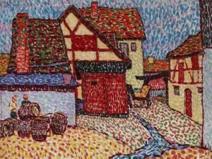 Dorfplatz Mit Fassern by Hans Michaelson