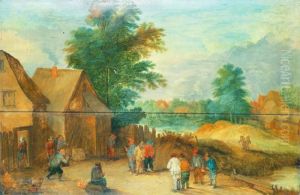 Landskap Med Boulespelande Figurer by Theobald Michau