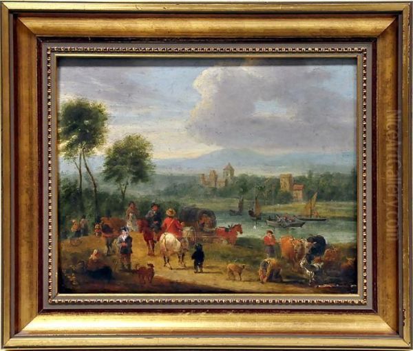 Bauern Mit Tieren An Einem Flusslauf - view 1