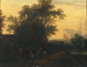 Cavalier Demandant Sa Route Dans Un Paysage De Foret