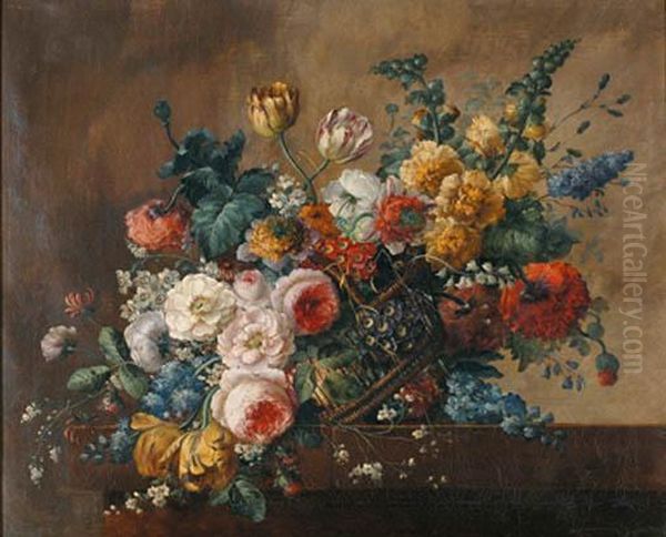 Corbeille De Fleurs Sur Un Entablement - view 1