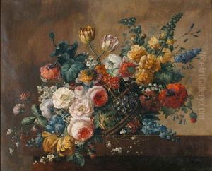 Corbeille De Fleurs Sur Un Entablement by Michel-Bruno Bellange