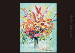 Bouquet In Emerald Check by Henri Michel-Levy