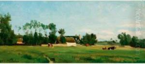 Paturage Derriere Le Village by Leon Michelez