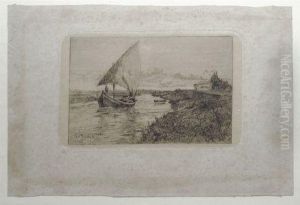 Barca Lungo Il Fiume by Guglielmo Micheli