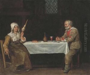 Un Couple De Paysans Attables