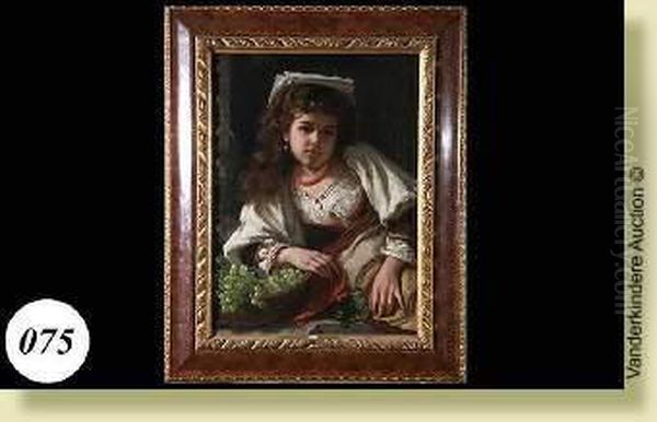 Fillette Italienne Au Panier De Raisins - view 1