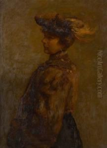 Elegante Au Chapeau A Plumes