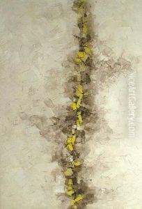 Untitled Abstract In Brown , Yellow And White by Derek Middleton