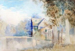 River Scene With Mill by John Middleton