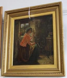 At The Spinning Wheel by William Henry Midwood
