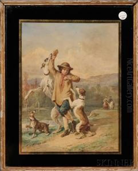 Boy With Leaping Hounds - view 1