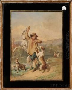 Boy With Leaping Hounds by Emmanuel Adolphe Midy