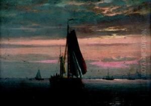 Vissersboten Op Kalme Zee Bij Avond by Rein Miedema