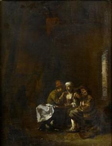 A Tavern Interior With Peasants Drinking And Merrymaking