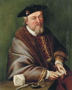 Portrait Of A Man, Seated At A Table Holding A Letter by Hans Mielich