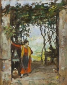 Donna Sotto Il Pergolato by Vincenzo Migliaro