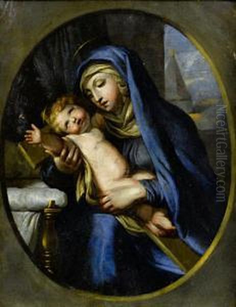 The Madonna And Child Within A Painted Stone Oval - view 1
