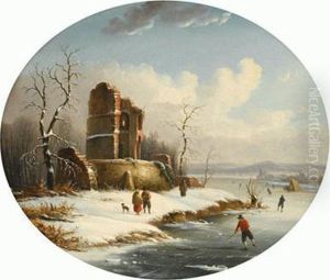A Skating Scene by Louis Remy Mignot