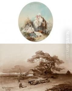 Belorussian Women; And Oxen Pulling Logs by Mikhail Mikeshin