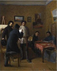 In The Artist's Studio by Aleksei Mikhailovich Korin