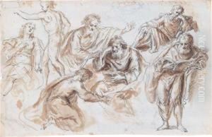 Studienblatt Mit Mehreren Figuren by Aureliano Milani