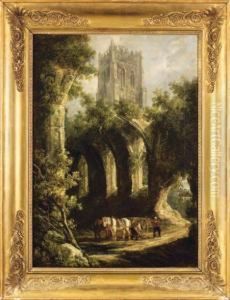 Paysage Aux Ruines Gothiques Anime De Personnages by Henry Milbourne