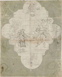 Etude De Plafond Avec Une Sainte Martyre
