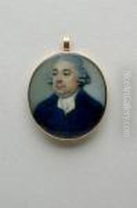 A Portrait Of A Gentleman Called Raimondo Putt, In Powered Wig, Blue Coat And White Stock by Edward Miles