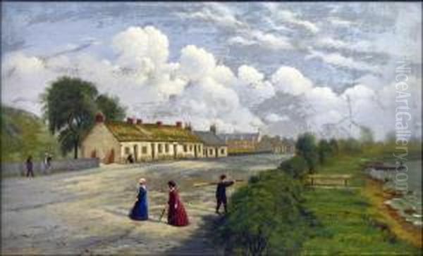 Ladies Conversing Along The River - view 1
